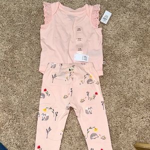 Baby Gap 3-6 months set Brennan’s Favorites Onesie top and pink leggings